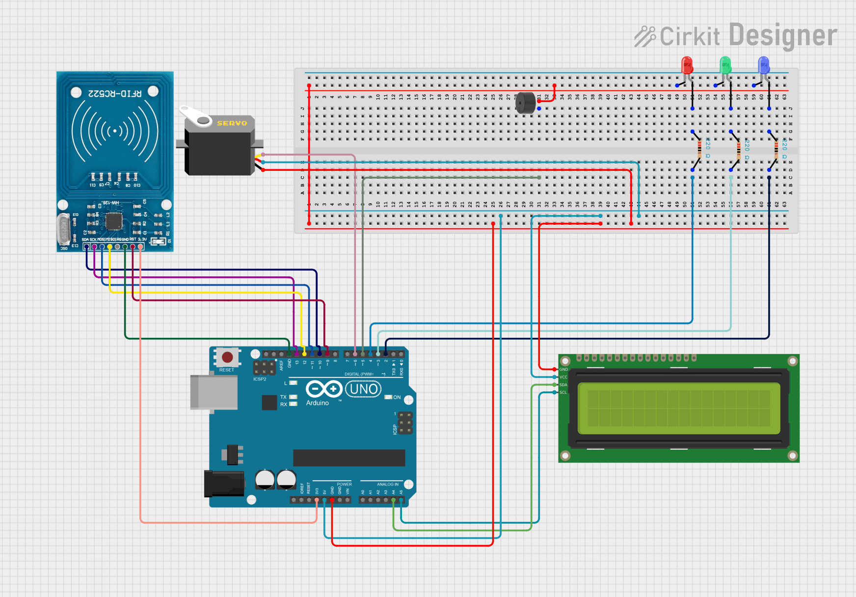 Schéma de câblage du Arduino RFID Door Lock System
